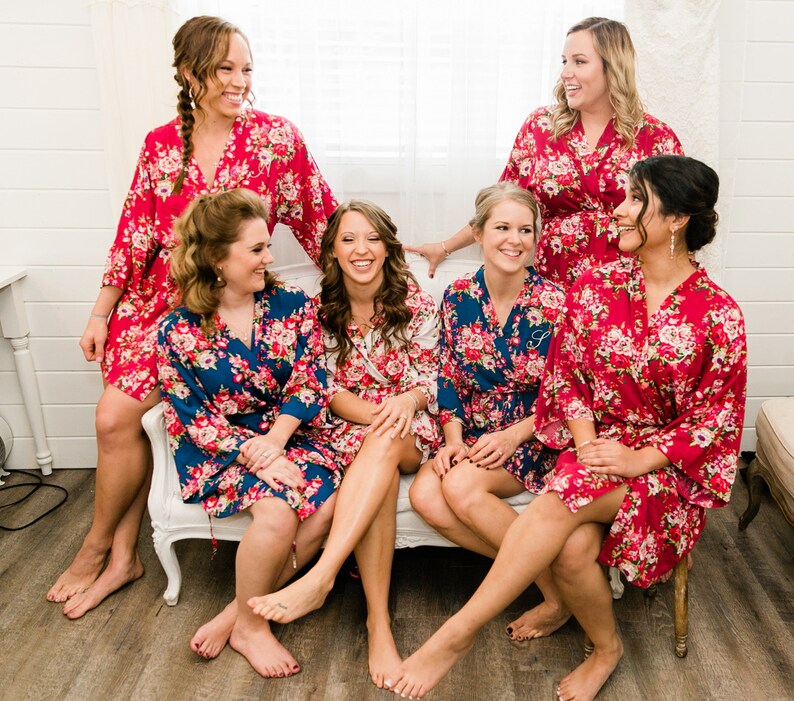 Bridesmaid Robe Floral Cotton Personalize Monogram Woman Robe Wedding Bridal Shower Party Gift Bride Robes Bridal Set 1 2 3 4 5 6 7 8 9 10 image 3