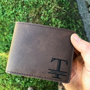 Personalizar cartera de hombre para hombre grabar cuero gris cartera delgada padrino regalo padrino propuesta padrino novio boda fiesta día del padre