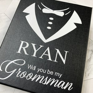 Personalize Your Groomsmen Gift Box Flask Will you be my Groomsman Best Man Proposal For Wedding Party Groomsmen Ideas Bachelor Party ADD ON image 1