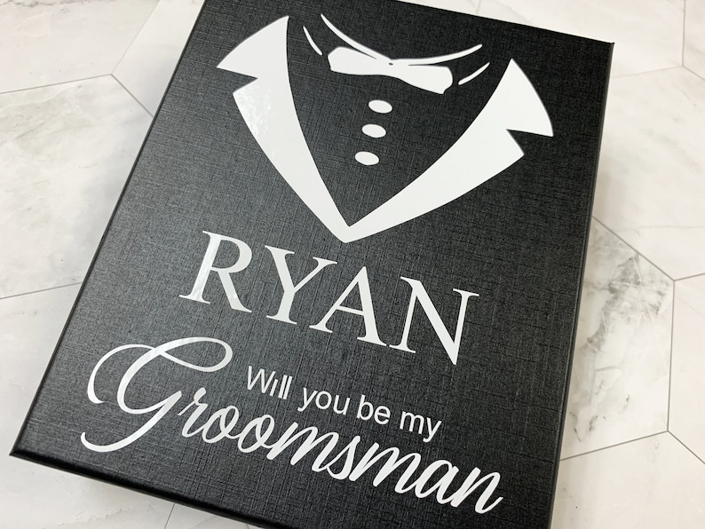 Personalize Your Groomsmen Gift Box Flask Will you be my Groomsman Best Man Proposal For Wedding Party Groomsmen Ideas Bachelor Party ADD ON image 1