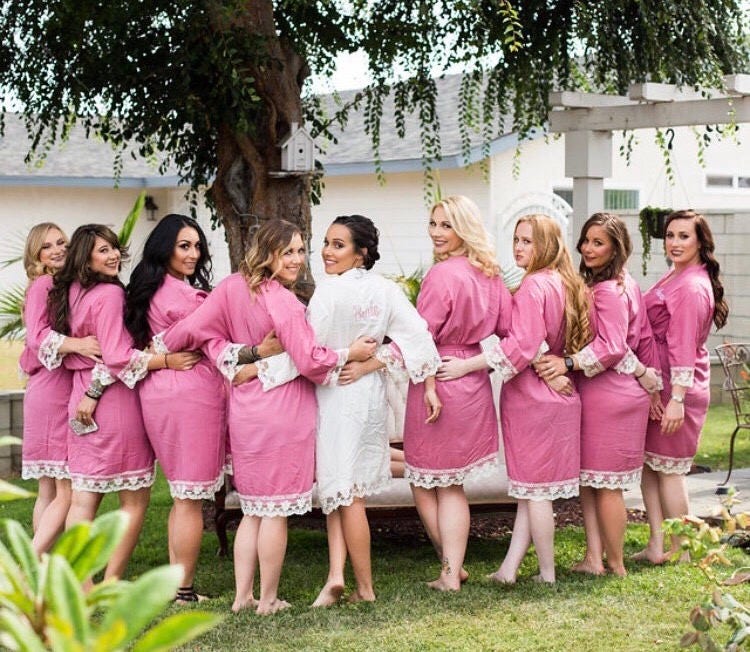 Bridesmaid Cotton Lace Robes 5 Bridal Party Cotton Robes Etsy UK