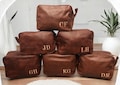 Groomsmen Gift Set Groomsman Bags Personalize Shaving Kit Travel Toiletry Bag Brown Leather Dopp Kit Wedding Groom Gift For Him