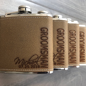 Groomsmen Flask Engraved Flask Groomsmen Leather Hip Flask Groomsmen Proposal Best Man Personalize Flask Wedding Party Gift Bachelor Party