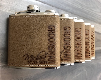 Groomsmen Flask Engraved Flask Groomsmen Leather Hip Flask Groomsmen Proposal Best Man Personalize Flask Wedding Party Gift Bachelor Party