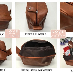 Groomsmen Gift Groomsman Bag Personalize Shaving Kit Travel Toiletry Bag Brown Leather Dopp Kit Wedding Gift Groom Graduation Gift For Him image 7