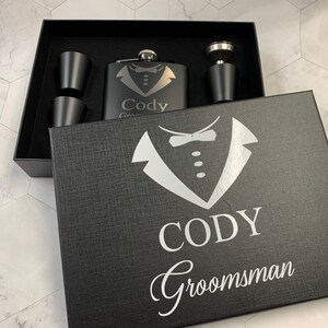 Personalize Your Groomsmen Gift Box Flask Will you be my Groomsman Best Man Proposal For Wedding Party Groomsmen Ideas Bachelor Party ADD ON image 4