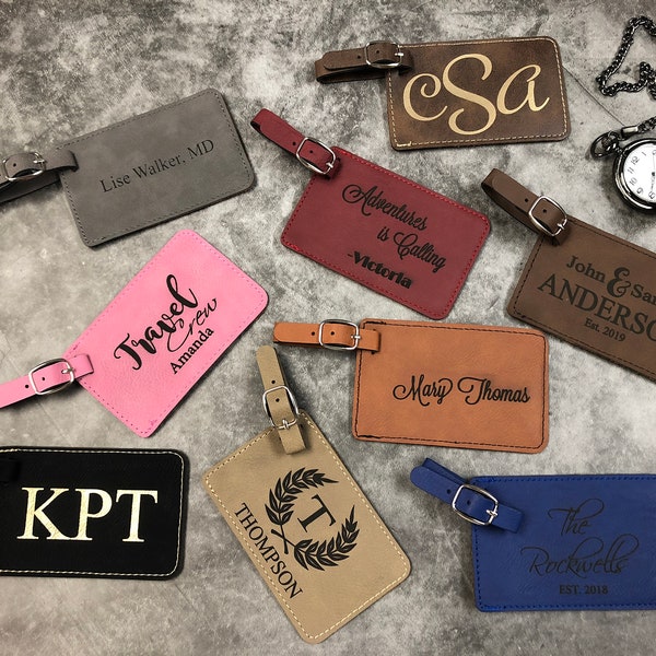 Luggage Tag Personalize Gift Custom Leather Monogram Travel Tag Name Tag Mr and Mrs Wedding Favor Guest Groomsmen Bridesmaid Gifts