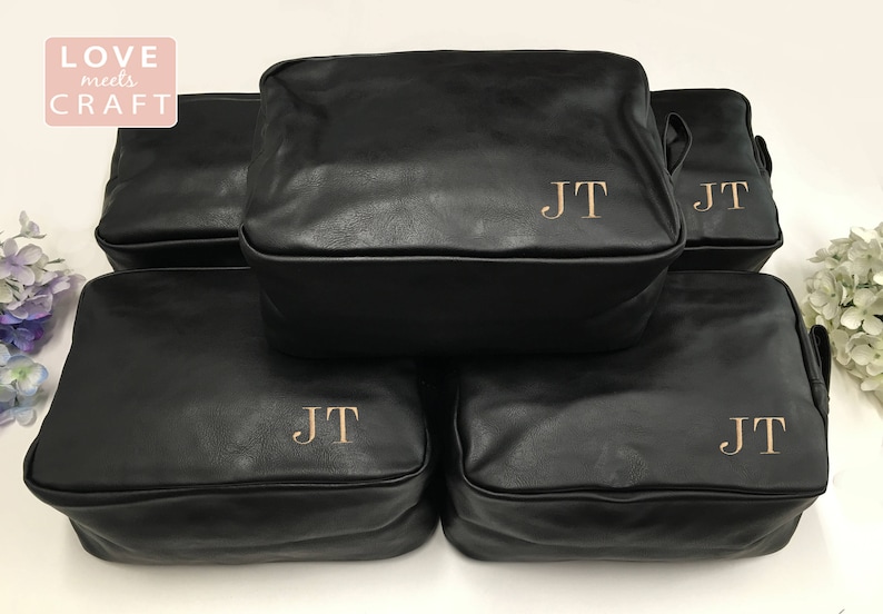 Groomsman Wedding Present Groomsmen Gift Brown Shaving Bag Personalize Leather Dopp Kit Travel Toiletry Groom Best Man Father of the Bride image 3