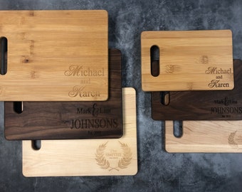 Personalize Cutting Board Engrave Wood Monogram Wedding Gift Anniversary Engagement House Warming New Home Kitchen Block