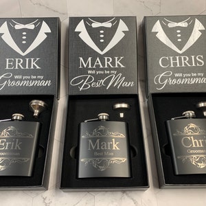 Personalize Your Groomsmen Gift Box Flask Will you be my Groomsman Best Man Proposal For Wedding Party Groomsmen Ideas Bachelor Party ADD ON image 3
