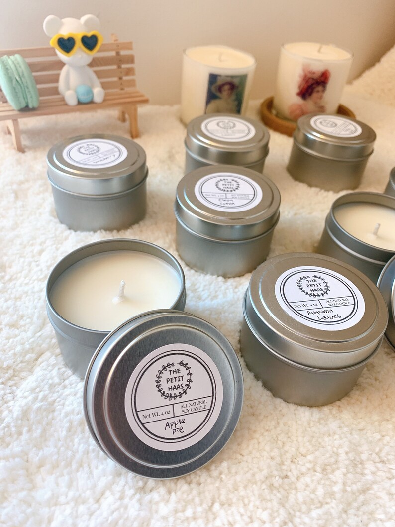 4oz soy candles tin / natural soy candles / Tin case candles / Etsy