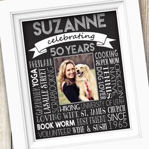 50th Birthday Gift ~ Printable 50th Birthday Party Sign Poster ~ Chalkboard Birthday Sign Gift For Mom From Kids Gift for Wife Gift for Her