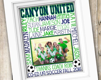 Soccer Gifts ~ Soccer Team Gift ~ Personalized Soccer Team Photo Gift for Coach ~ Soccer Banner Football Coach Thank You~ PRINTABLE DIGITAL