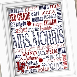 Teacher Subway Art ~ Personalized Custom Printable Gift ~ Digital Image JPEG File ~ End of Year Back to School Student Class Names