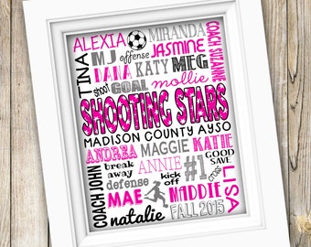 Soccer Coach Gift ~ Year End Soccer Team Gift ~ Personalized Soccer Subway Art ~ Girls Soccer Football Names Coaches ~ PRINTABLE DIGITAL