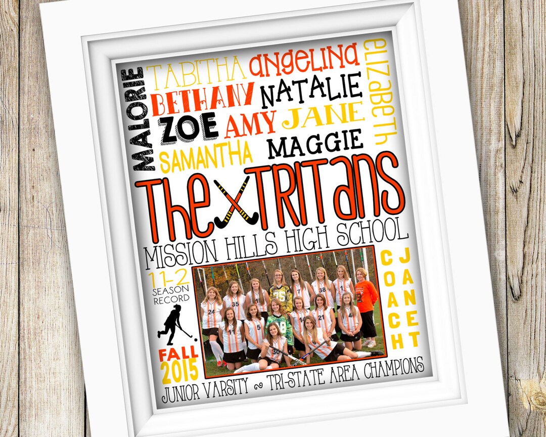 Field Hockey Coach Gift Personalized Custom Printable Team Photo Subway