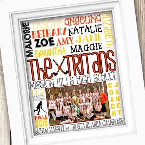 Field Hockey Coach Gift ~ Personalized Custom Printable Team Photo Subway Art ~ Digital Image JPEG ~ End of Season Field Hockey Team Gift