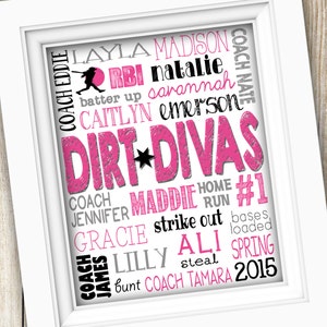 Softball Coach Team Gift ~ Subway Art Personalized Custom Printable ~ Digital Image JPEG File ~ End of Season Last Minute