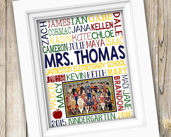 Printable Teacher Gift ~ End of Year Back to School Gift Student Names Classroom Poster ~ Chalkboard Teacher Sign ~ Digital Image JPEG File