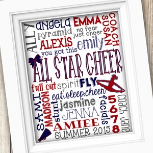 Cheer Subway Art ~ PRINTABLE Cheer Team Gift ~ Personalized Custom Cheerleading ~ DIGITAL Cheerleading Cheerleader Cheer Coach Gift Names