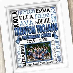 Cheerleader Gift ~ Cheer Coach Gift ~ Personalized Cheer Team Photo ~ Cheerleading Gifts DIGITAL PRINTABLE Cheer Subway Art Cheerleading Gym