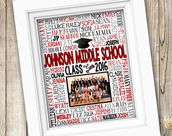 8th Grade Graduation Gift ~ Class Picture Printable Graduation ~ Middle School Graduation Junior High Graduation Class of 2016 Print DIGITAL