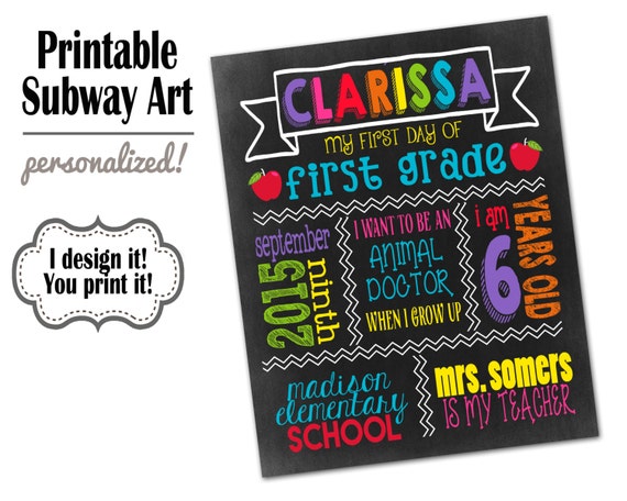 First Day Of School Sign Printable Back To School Sign 1st Etsy