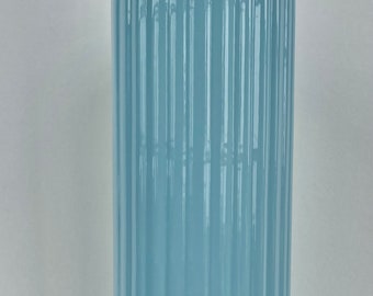 TALL Vintage Sky BLUE Vase Ribbed Fluted ALAMO Pottery Ceramic San Antonio # 703 Art Deco Mid Century Modern