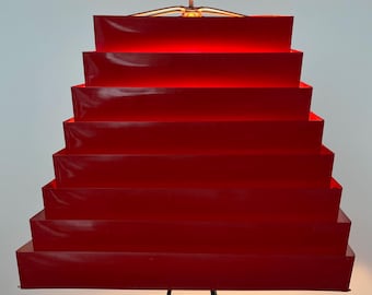 1950s Venetian Blind 12" RED LAMPSHADE Retro Mid Century Modern Metal Lamp Shade