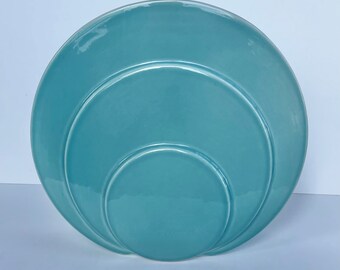 LARGE Trenton Potteries TAC Turquoise Circlet Vase G. McStay Jackson EXCELLENT Condition! Art Deco