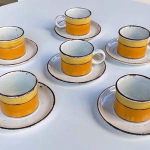 Set of 6 Cups Saucers Vintage 1960s STONEHENGE MIDWINTER SUN Mid Century Modern
