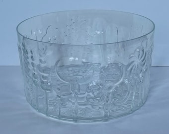 Large Vintage FLORA Glass Bowl Oiva Toikka Nuutajarvi Notsjo Iittala Arabia Finland Mid Century Modern