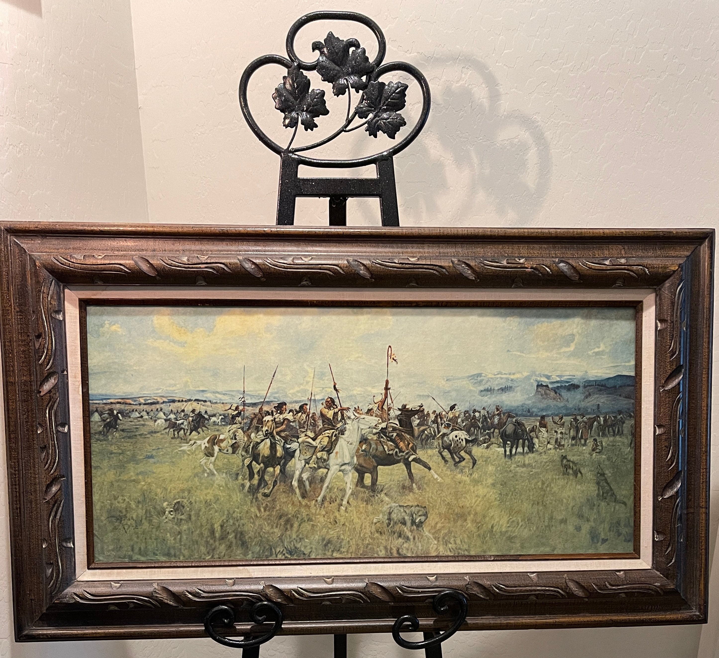 額装品/Lewis and Clark/ラッセル/アート/ポスター/インテリア C.M. Russell's Signed Print on Canvas Lewis and Clark Meet the
