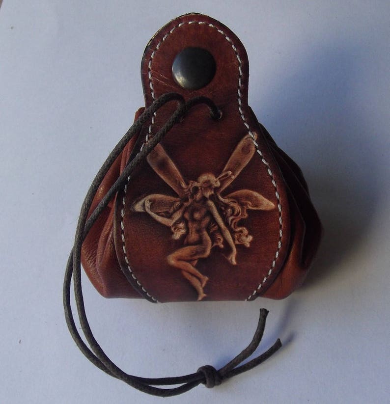 Leather pouch, fairy design 16 colour to choose , 2 sizes available image 4