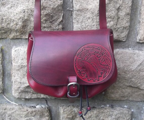 Leather Crossbody Bag Celtic Dragon Design Colour - Etsy