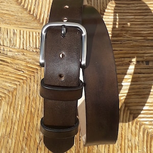 3,5 cm breiter Ledergürtel 16 Farben zur Auswahl (auf dem Foto Braun-Eiche)