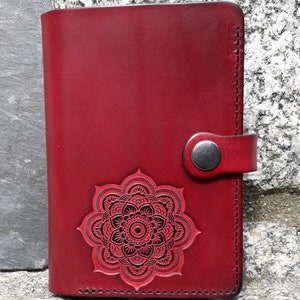 Leather wallet , Mandala  design ,(16 colours available)