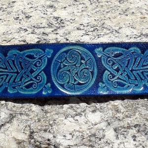 Leather hair  Barrette , celtic  design , 16 colours available