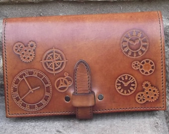 Leather wallet , very convenient ,steampunk design , colour "caramel" (16 colours available)