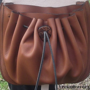 Leather crossbody bag, steampunk design , colour caramel other colours available image 3