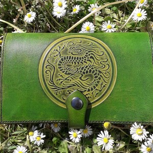Leather wallet , very convenient , Asiatic Dragon  design , colour &quot;Bordeaux&quot; (16 colours avaible)