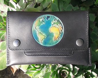 Leather Tobacco pouch, tree of life design ,colour "Chocolate" (16 colours available)