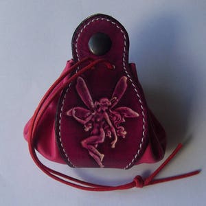 Leather pouch, fairy design 16 colour to choose , 2 sizes available image 3