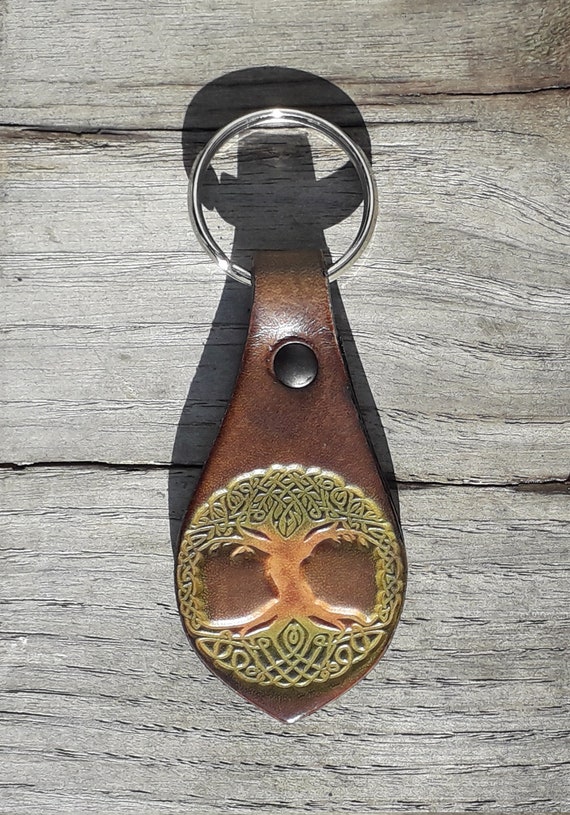 Keychain - Bottle Opener - Celtic Tree of Life - Leather Keychain - Bottle Opener - Celtic Tree of Life - Leather