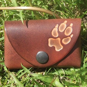 Leather porte-monnaie wolf footprint design , colour marron chocolat 16 colour available image 1