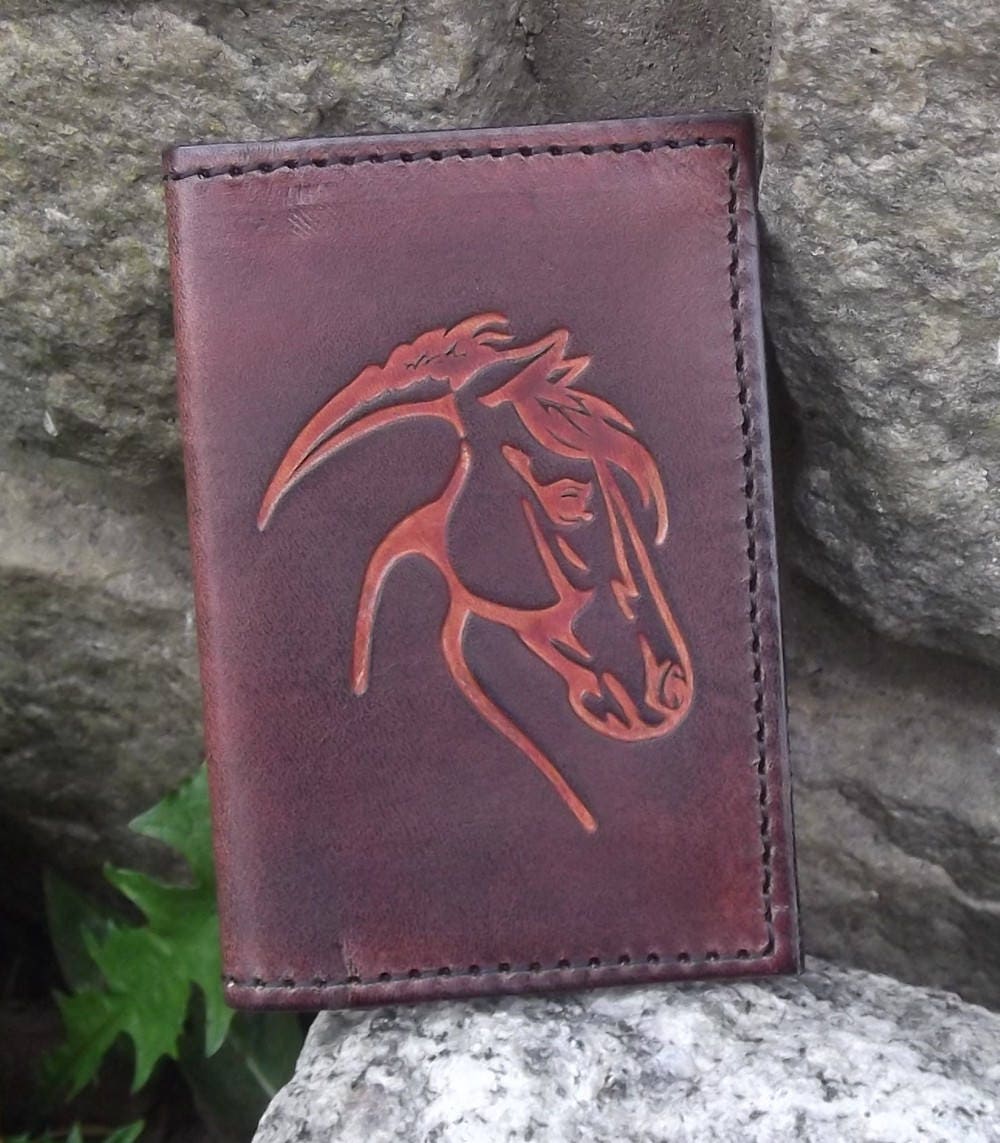 Leather Credit Cards Holder Horse's Head Design Colour Etsy