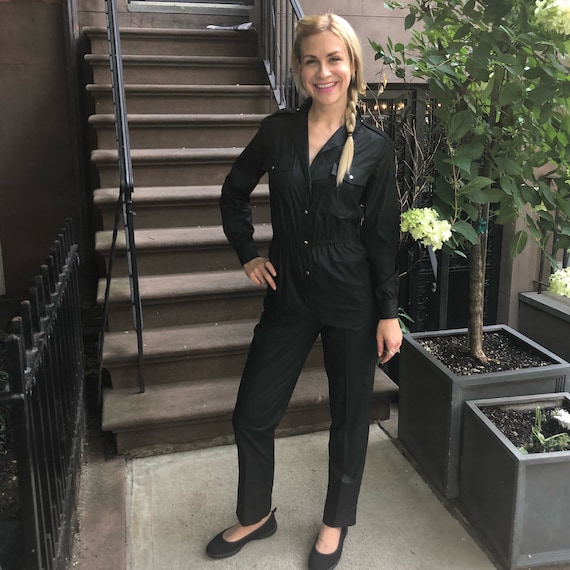 Vintage Jumpsuit Black Cargo Military Utilitarian