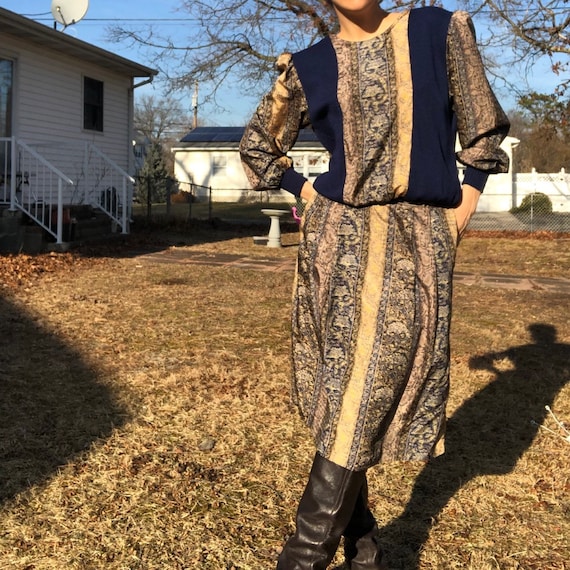 Vintage Snakeskin Skirt Set Sweater Pockets