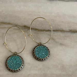 Malachite hoop earrings