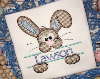 BOY'S EASTER SHIRT, Boy's shirt with Easter bunny; Boy's personalized Easter shirt; Boy's Easter